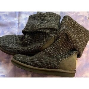 UGG Australia Women's Classic Cardy Grey Knit Wool Blend Boots Size‎ 7